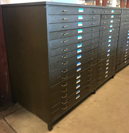 1940's PAIR ofRARE UNIQUE 60 DRAWER STEEL MAP FILE INDUSTRIAL STEAMPUNK FREESHIP
