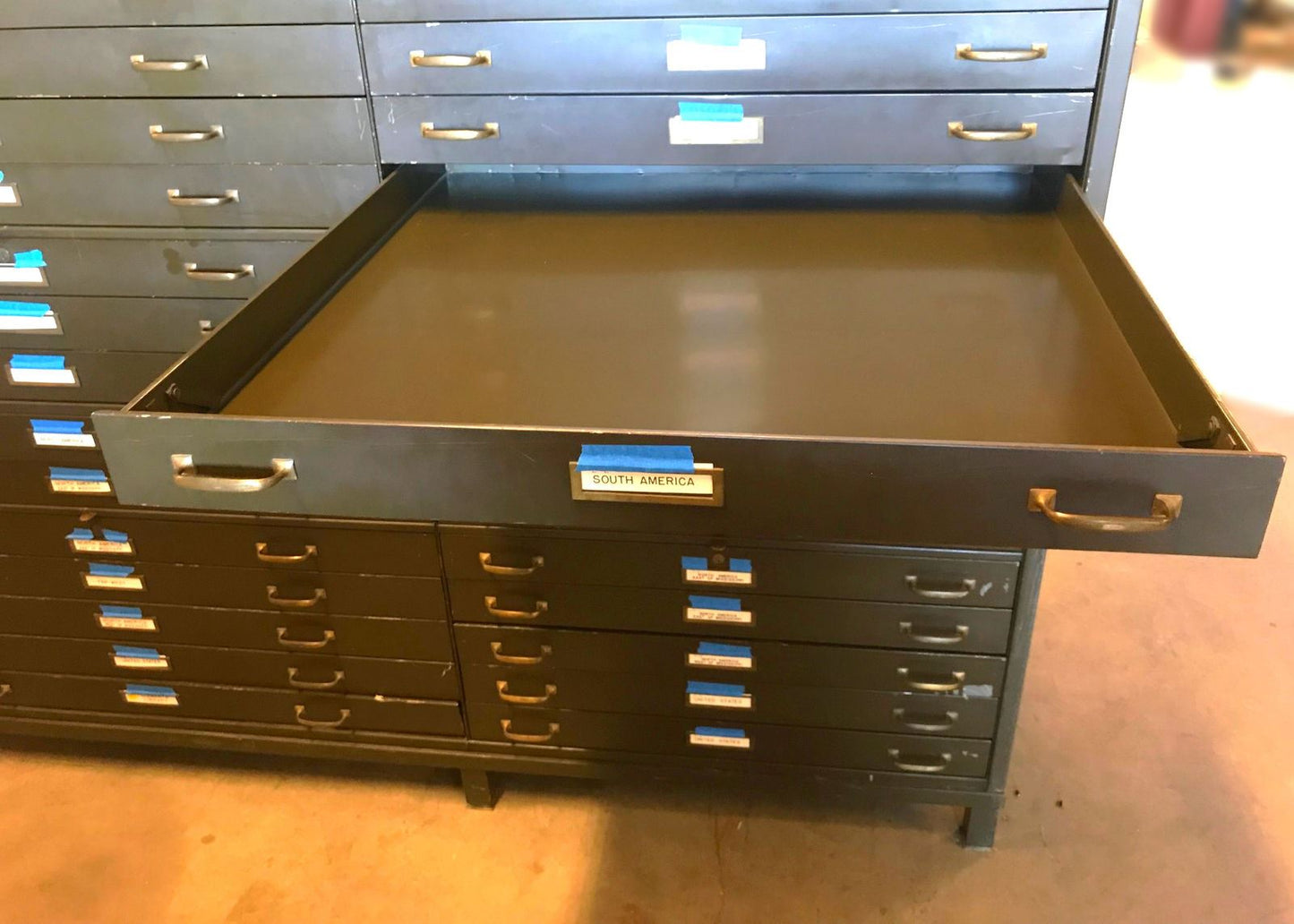1940's PAIR ofRARE UNIQUE 60 DRAWER STEEL MAP FILE INDUSTRIAL STEAMPUNK FREESHIP