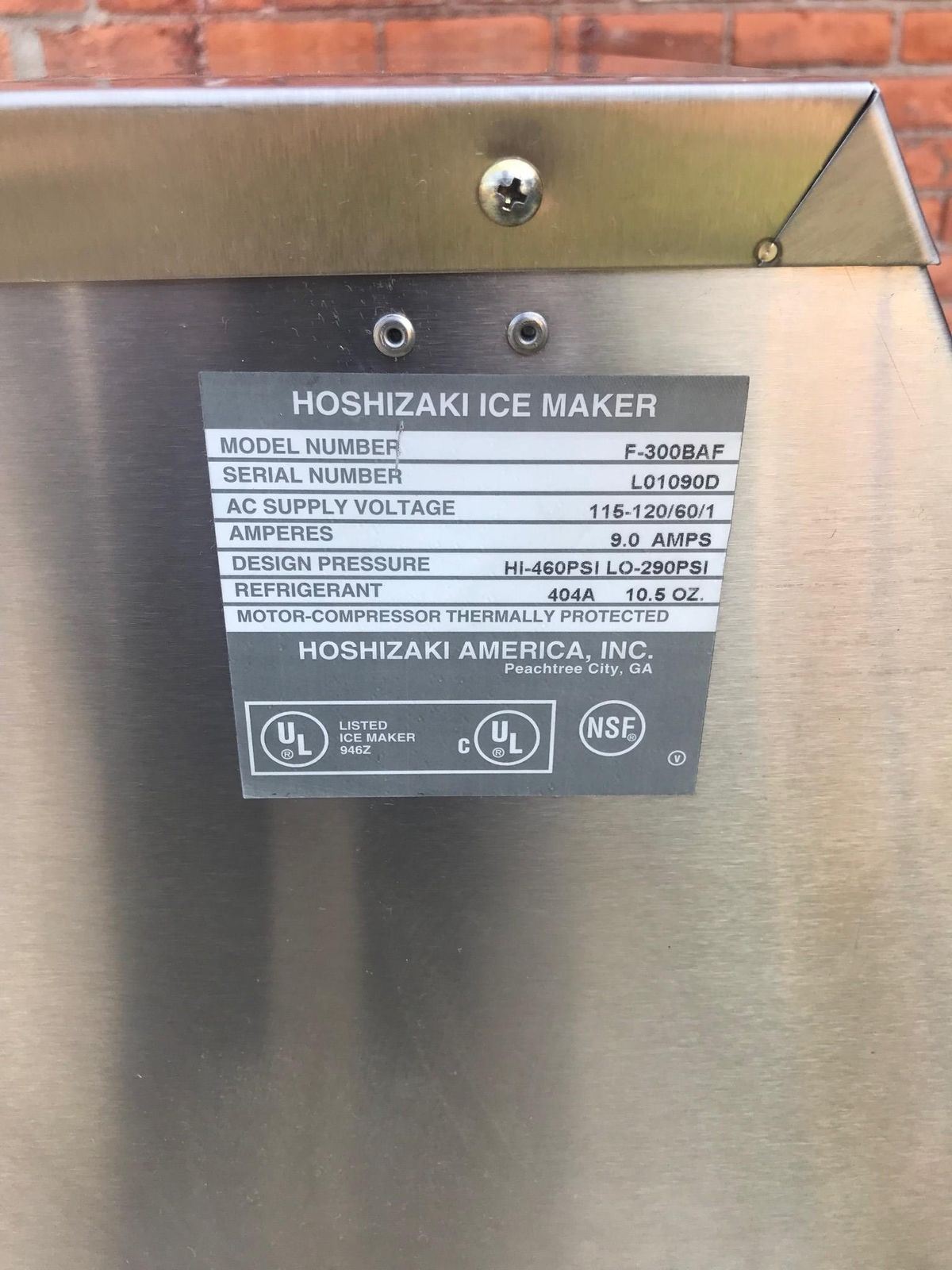 HOSHIZAKI F-300BAF UNDERCOUNTER FLAKE AIR COOL ICE MACHINE 353Lbs/day  FREE SHIP