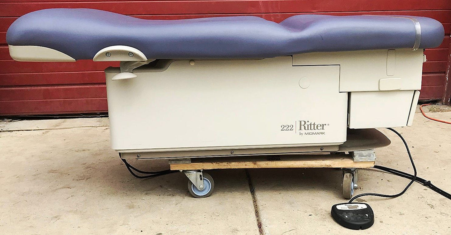 MIDMARK RITTER 222 HI-LO POWER PATIENT EXAM TABLE GYNECOLOGY MEDICAL FOOT REMOTE
