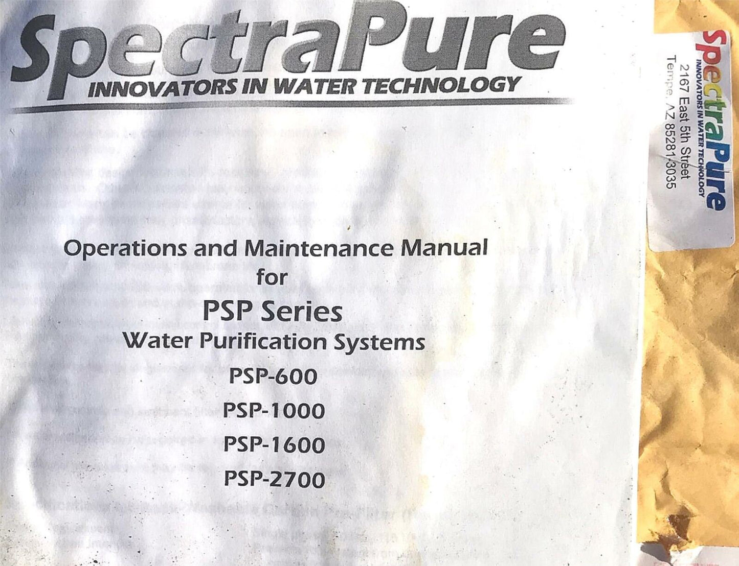 SPECTRAPURE WATER PURIFICATION REVERSE OSMOSIS LAB CANNABIS HYDROPONIC AQUARIUM
