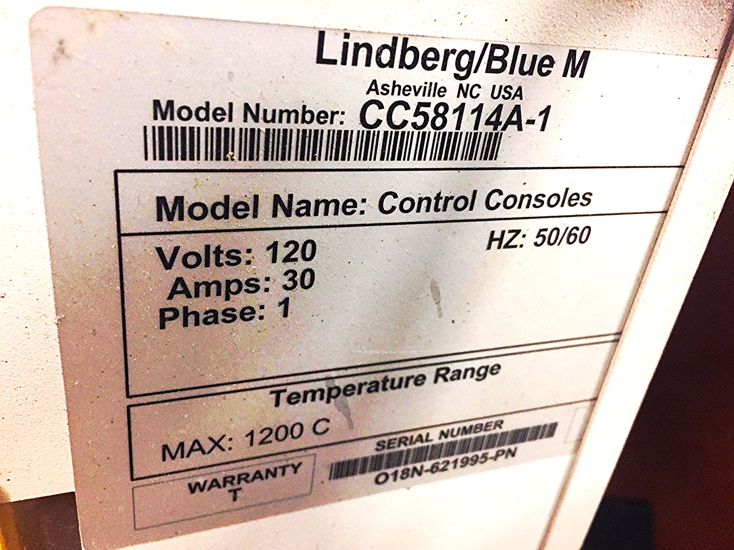 LINDBERG CC58114A-1 BLUE M CONTROLLER 54032-A TEMP2200 TUBE FURNACE WATCH VIDEO