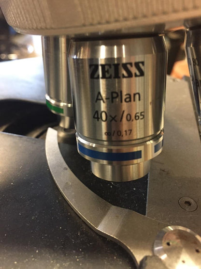 ZEISS AXIOSKOP-2 MICROSCOPE 3 OBJECTIVES & LIGHT SOURCE FREESHIP
