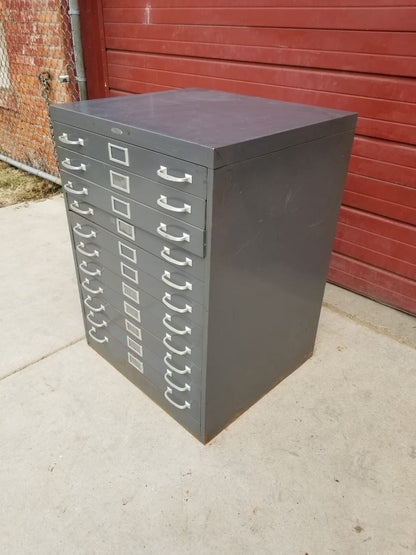 VINTAGE 1950's COLE STEEL MAP FILE STORAGE BIN CABINET DRAWER SYSTEM FREE SHIP