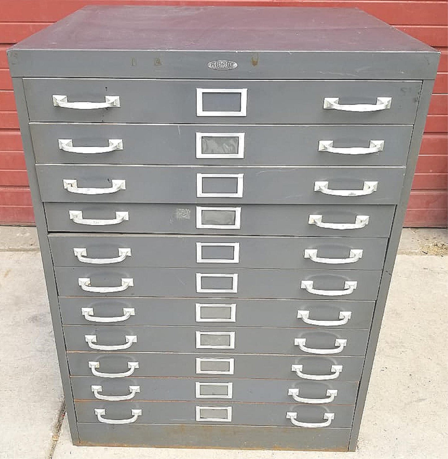 VINTAGE 1950's COLE STEEL MAP FILE STORAGE BIN CABINET DRAWER SYSTEM FREE SHIP