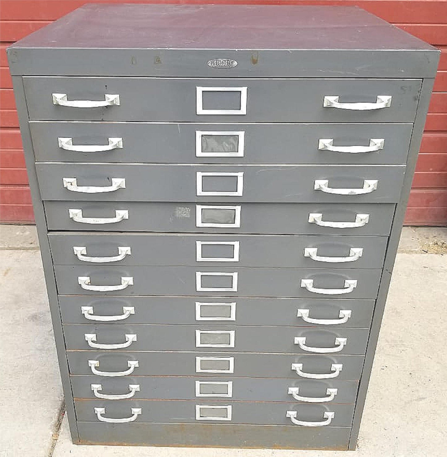 VINTAGE 1950's COLE STEEL MAP FILE STORAGE BIN CABINET DRAWER SYSTEM FREE SHIP