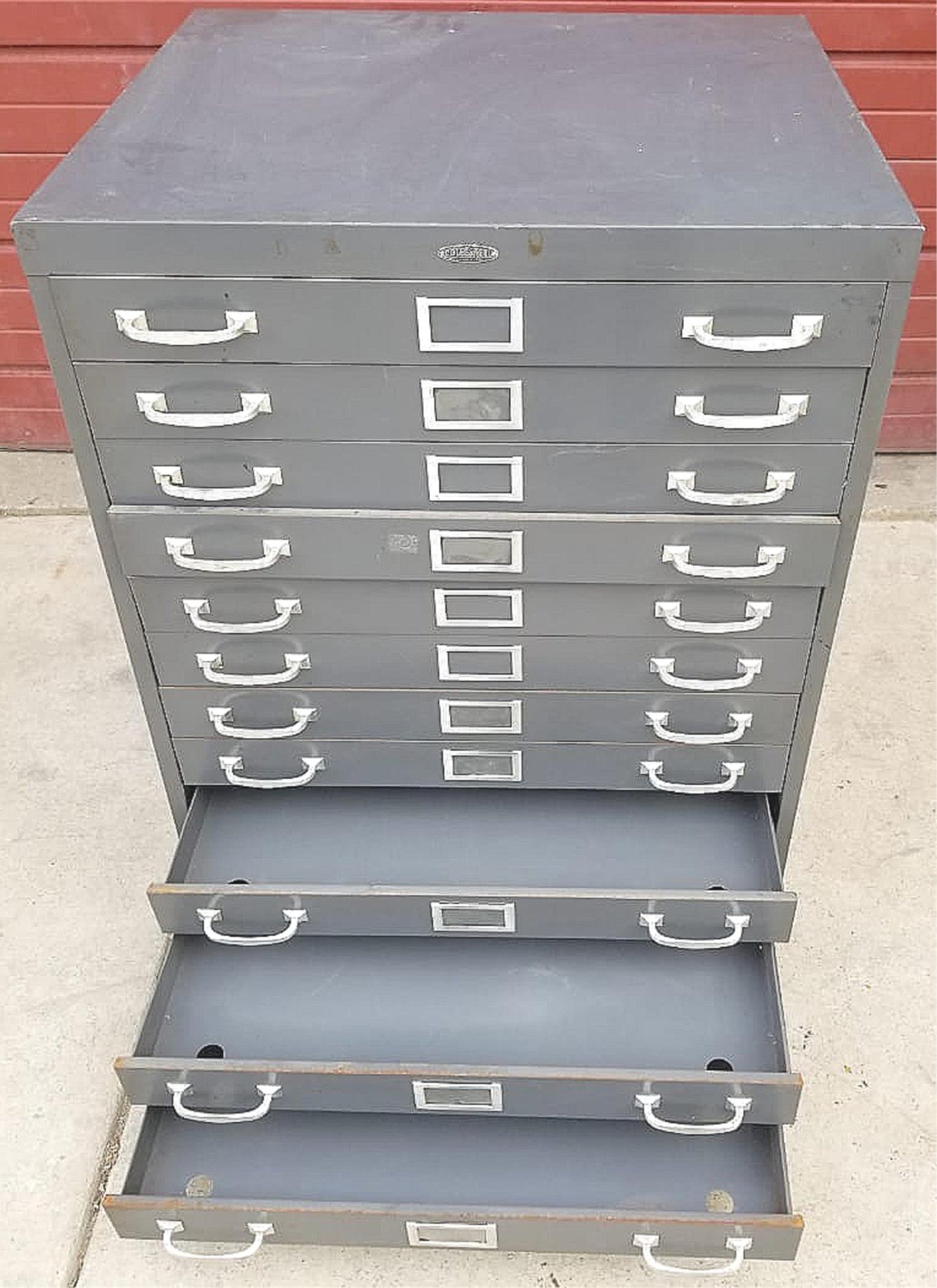 VINTAGE 1950's COLE STEEL MAP FILE STORAGE BIN CABINET DRAWER SYSTEM FREE SHIP