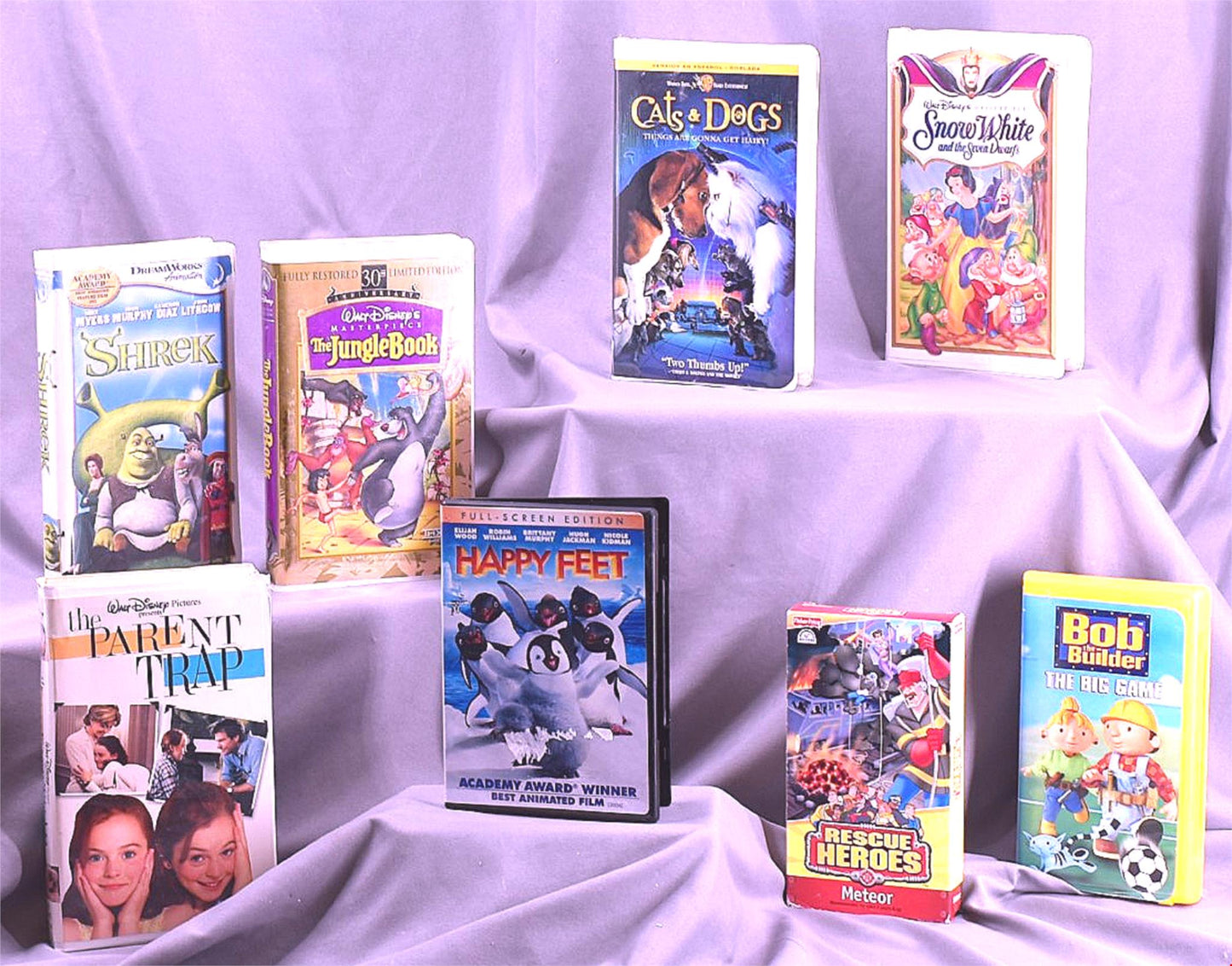 RARE VINTAGE DISNEY & DREAMWORKS 6 ORIGINAL VHS TAPES PLUS 2 GAMES FREE SHIPPING