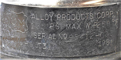 ASME ALLOY PRODUCTS PRESSURE VESSEL RESERVOIR AMICON® CDS-10 STIRRED CELL VALVE