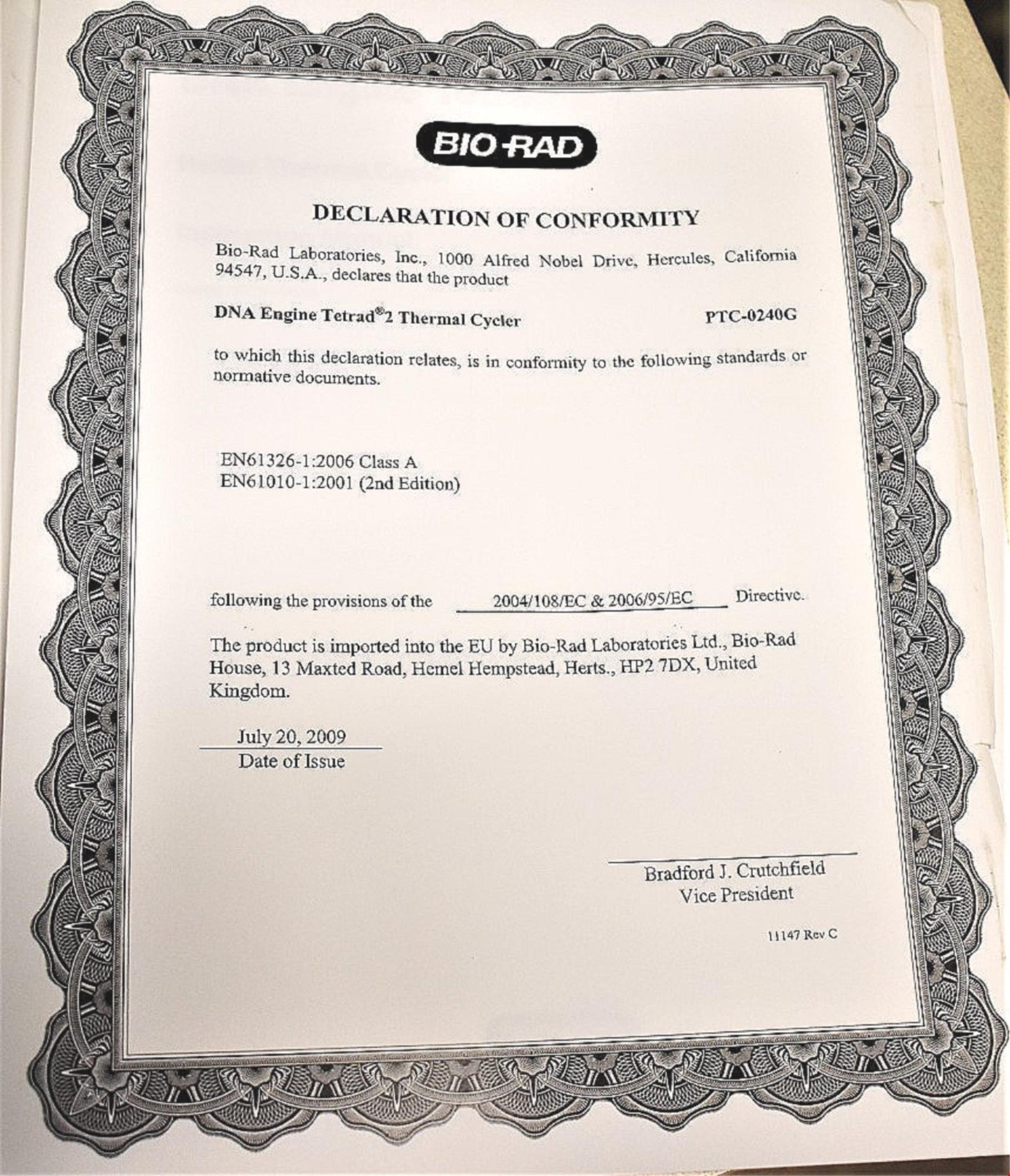 BIORAD PTC0240C TETRAD2 PELTIER PROGRAMMABLE 96WELL THERMAL CYCLER 4 ALPHA BLOCK