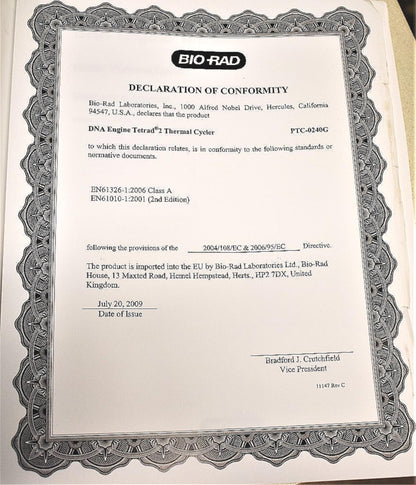 BIORAD PTC0240C TETRAD2 PELTIER PROGRAMMABLE 96WELL THERMAL CYCLER 4 ALPHA BLOCK