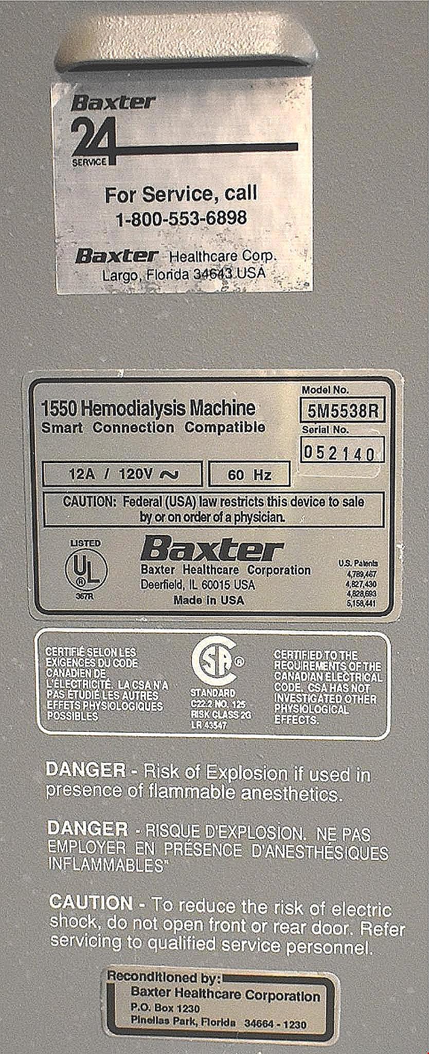 B BRAUN® 1550 HEMODIALYSIS MACHINE 5M5538R POWERS ON FINE FREE COMMERCIAL SHIPIN