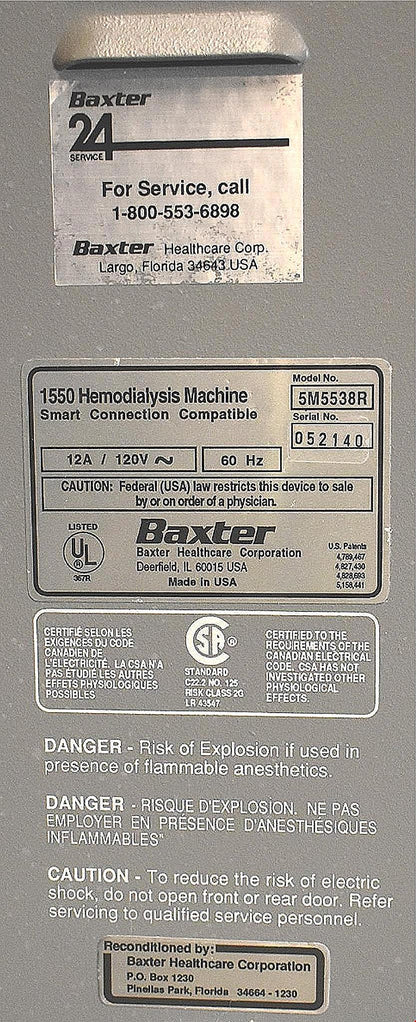 B BRAUN® 1550 HEMODIALYSIS MACHINE 5M5538R POWERS ON FINE FREE COMMERCIAL SHIPIN