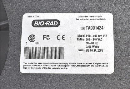 FOR PARTS PTC240 BIORAD TETRAD-2 PELTIER PROGRAMMABLE THERMAL CYCLER WELL HOT