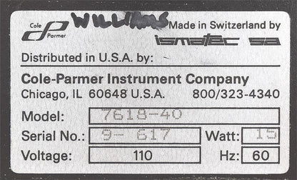 COLE PARMER ISMATEC IPN 90 7618-40 MULTICHANNEL PERISTALTIC PUMP 90-DAY WARRANTY