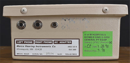 MAICO MA25 PORTABLE AUDIOMETER HEARING TESTER PLUS AC ADAPTER / 90-DAY-WARRANTY