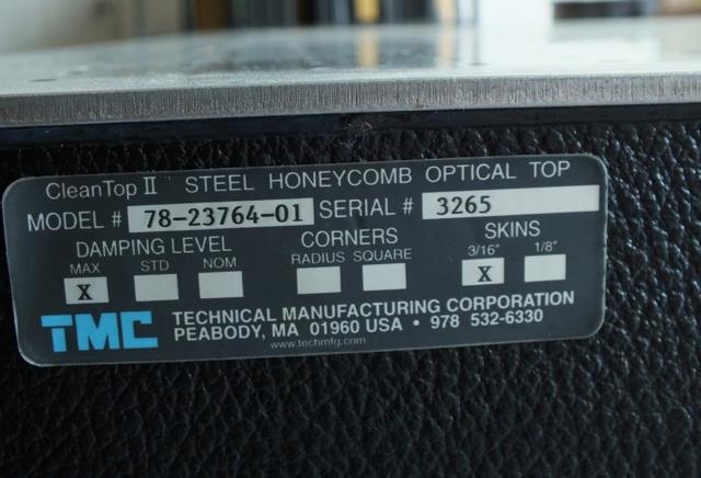 TMC STEEL HONEYCOMB OPTICAL TOP TABLE CLEANTOP III MODEL 78-23764-01