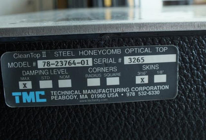 TMC STEEL HONEYCOMB OPTICAL TOP TABLE CLEANTOP III MODEL 78-23764-01