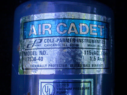 BARNANT SINGLE HEAD AIR CADET VACUUM PRESSURE PUMP MODEL 400-2901 115VAC 60HZ