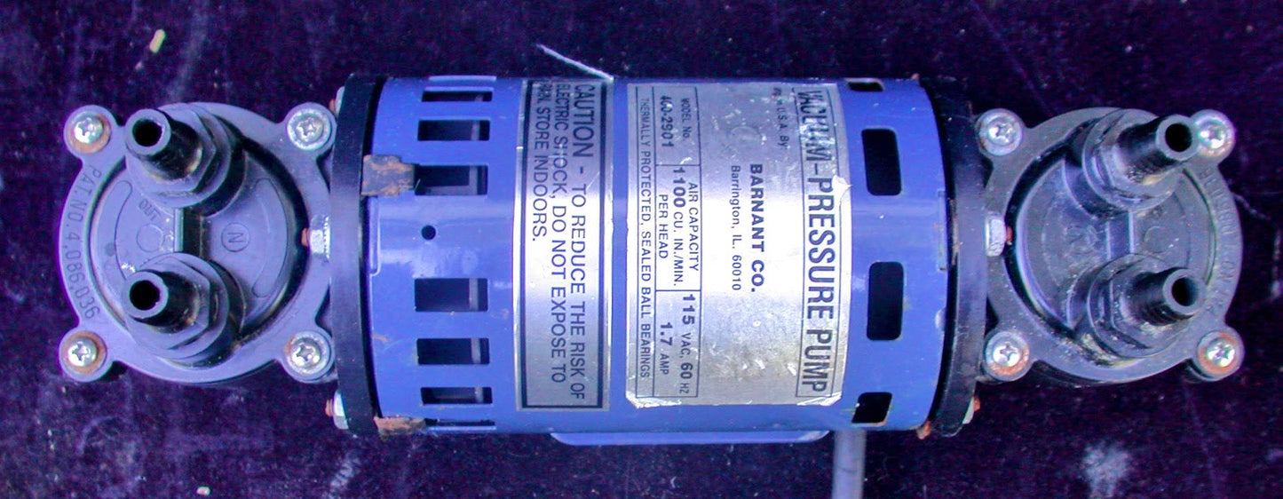 BARNANT SINGLE HEAD AIR CADET VACUUM PRESSURE PUMP MODEL 400-2901 115VAC 60HZ