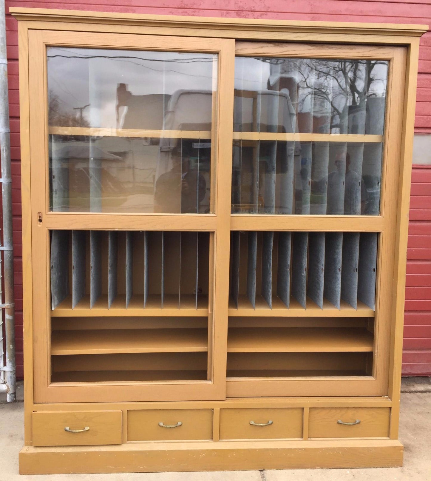 ARTS & CRAFT OAK ADJUSTABLE CUBBYHOLE BOOKCASE SHELF 70h x 68w x 15.75d LAB HOME