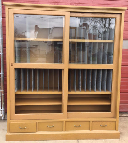 ARTS & CRAFT OAK ADJUSTABLE CUBBYHOLE BOOKCASE SHELF 70h x 68w x 15.75d LAB HOME