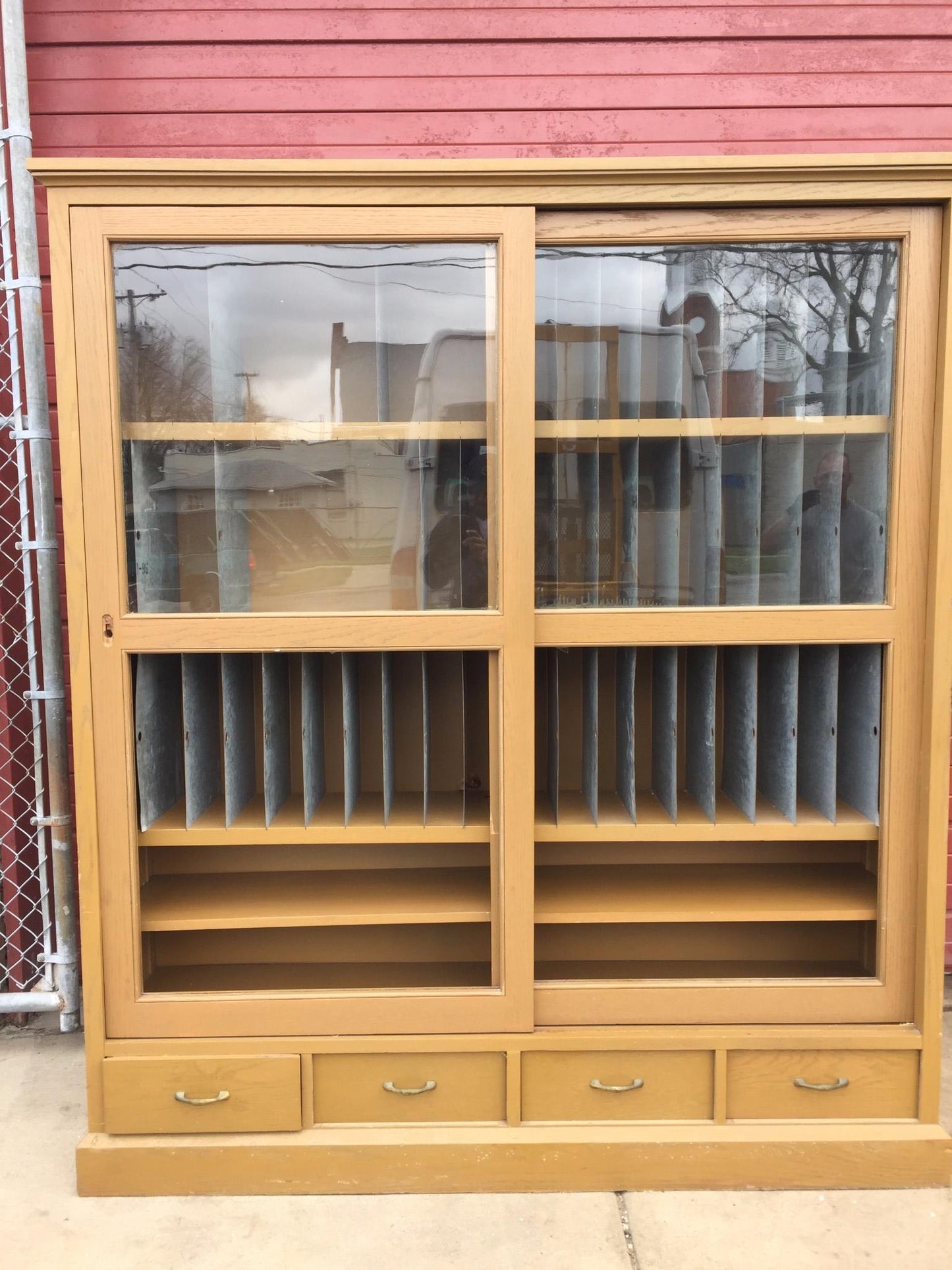 ARTS & CRAFT OAK ADJUSTABLE CUBBYHOLE BOOKCASE SHELF 70h x 68w x 15.75d LAB HOME