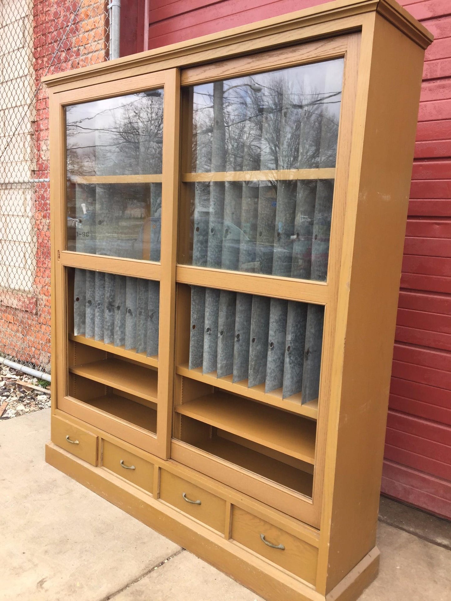 ARTS & CRAFT OAK ADJUSTABLE CUBBYHOLE BOOKCASE SHELF 70h x 68w x 15.75d LAB HOME