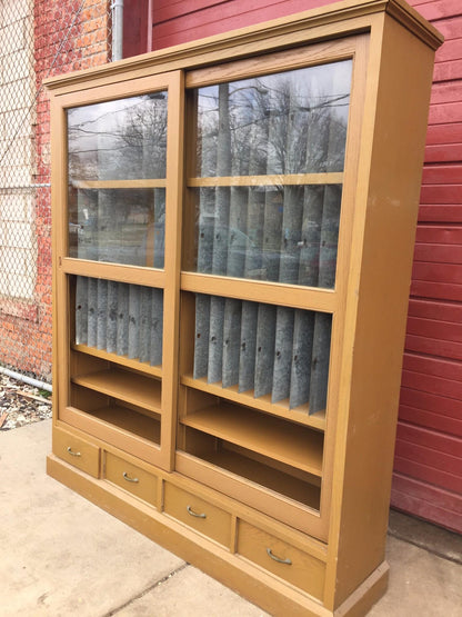 ARTS & CRAFT OAK ADJUSTABLE CUBBYHOLE BOOKCASE SHELF 70h x 68w x 15.75d LAB HOME