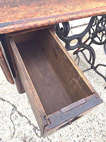 1866 SMALL SINGER MODEL 12 SEWING MACHINE COFFIN CABINET Serial 174020 FREE SHIP