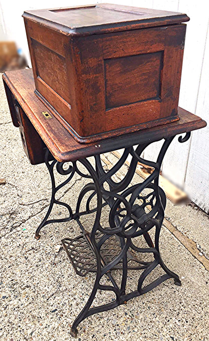 1866 SMALL SINGER MODEL 12 SEWING MACHINE COFFIN CABINET Serial 174020 FREE SHIP