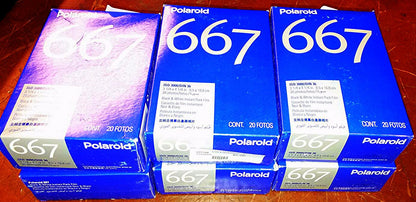 6 POLAROID B&W FILM 667 BRAND NEW OLD STOCK INSIDE ORIGINAL BOX EXPIRED 2009