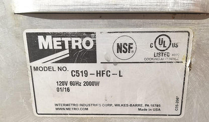 METRO C519-HFC-L COMMERCIAL KITCHEN WARMER HEATED HOLDING CABINET 120V FREE SHIP