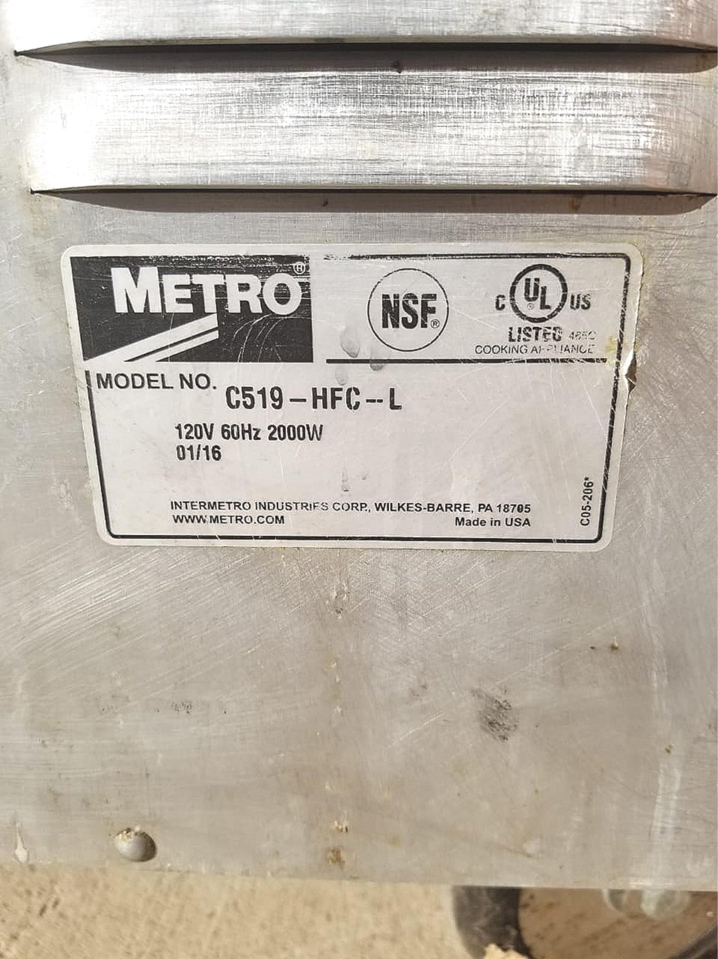 METRO C519-HFC-L COMMERCIAL KITCHEN WARMER HEATED HOLDING CABINET 120V FREE SHIP