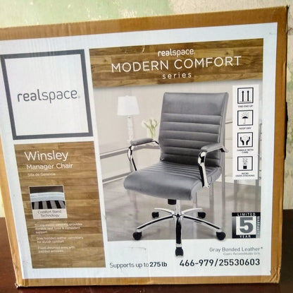 New In Box REALSPACE MODERN COMFORT WINSLEY MANAGER CHAIR FREE SHIP