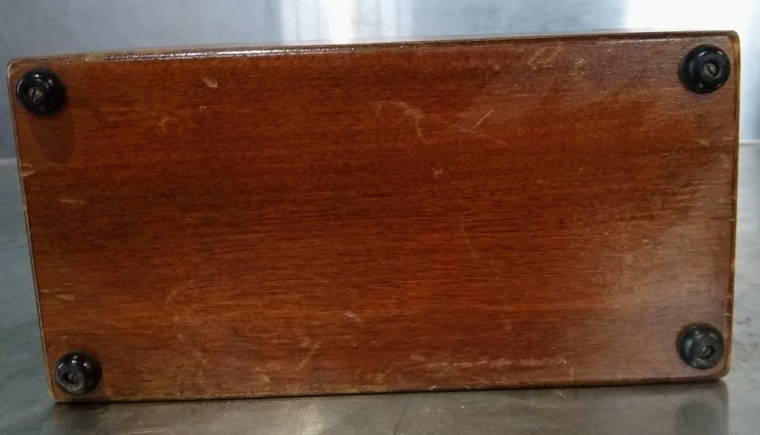 THE DAVEN COMPANY ADJUSTABLE ATTENUATOR POTENTIOMETERMODEL T-690-C WOODEN CASE