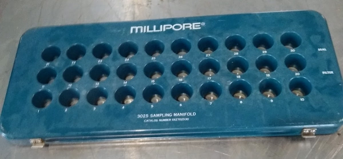 MILLIPORE 3025 SAMPLING MANIFOLD LIQUID BIOBURDEN CFU PLATE COUNTING FILTER TEST