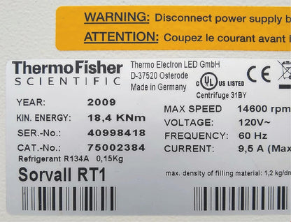 REFURBISHED THERMO SORVALL RT1 REFRIGERAT CENTRIFUGE 7BUCKET T41ROTOR WATCHVIDEO