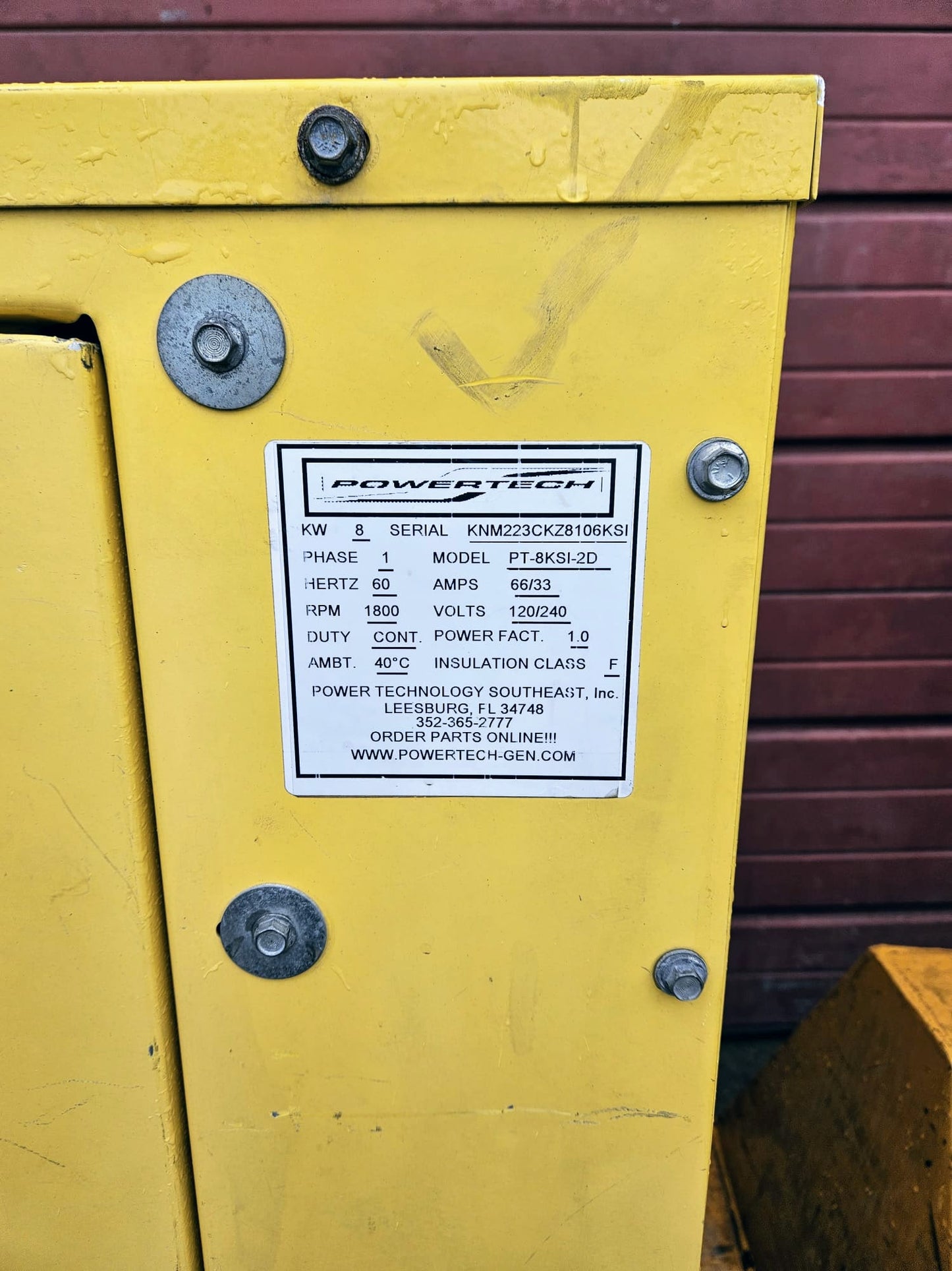 POWERTECH PT8KS1-2D 8KW DIESEL GENERATOR PLUS 50 GALLON ALUMINUM TANK FREE SHIP