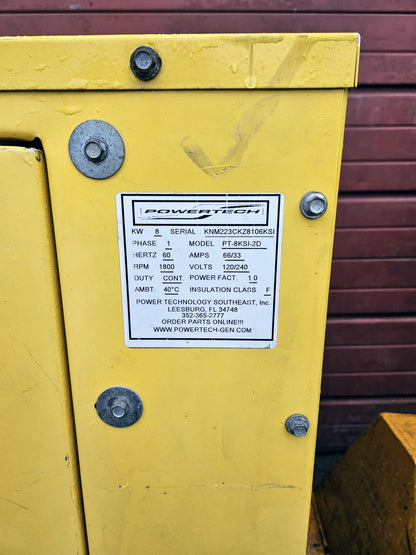 POWERTECH PT8KS1-2D 8KW DIESEL GENERATOR PLUS 50 GALLON ALUMINUM TANK FREE SHIP