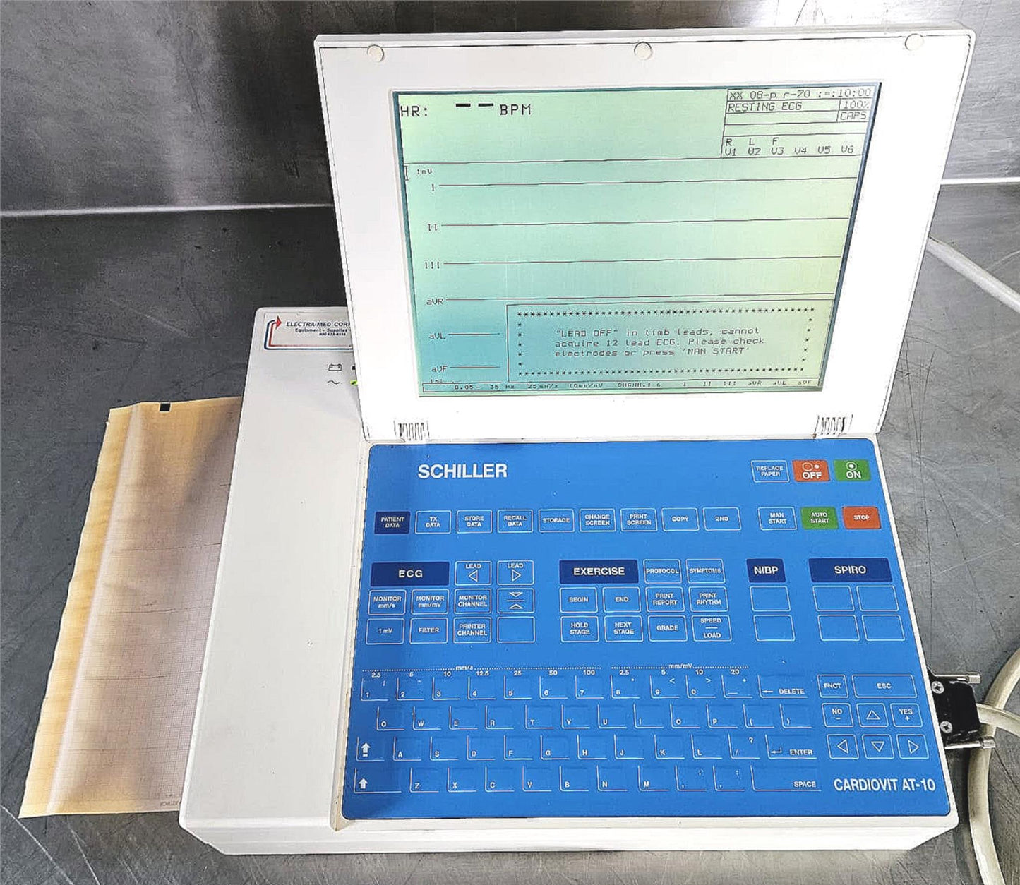 100%WARRANTY SCHILLER CARDIOVIT AT-10 ECG MACHINE w/10 LEAD WATCHVIDEO FREE SHIP