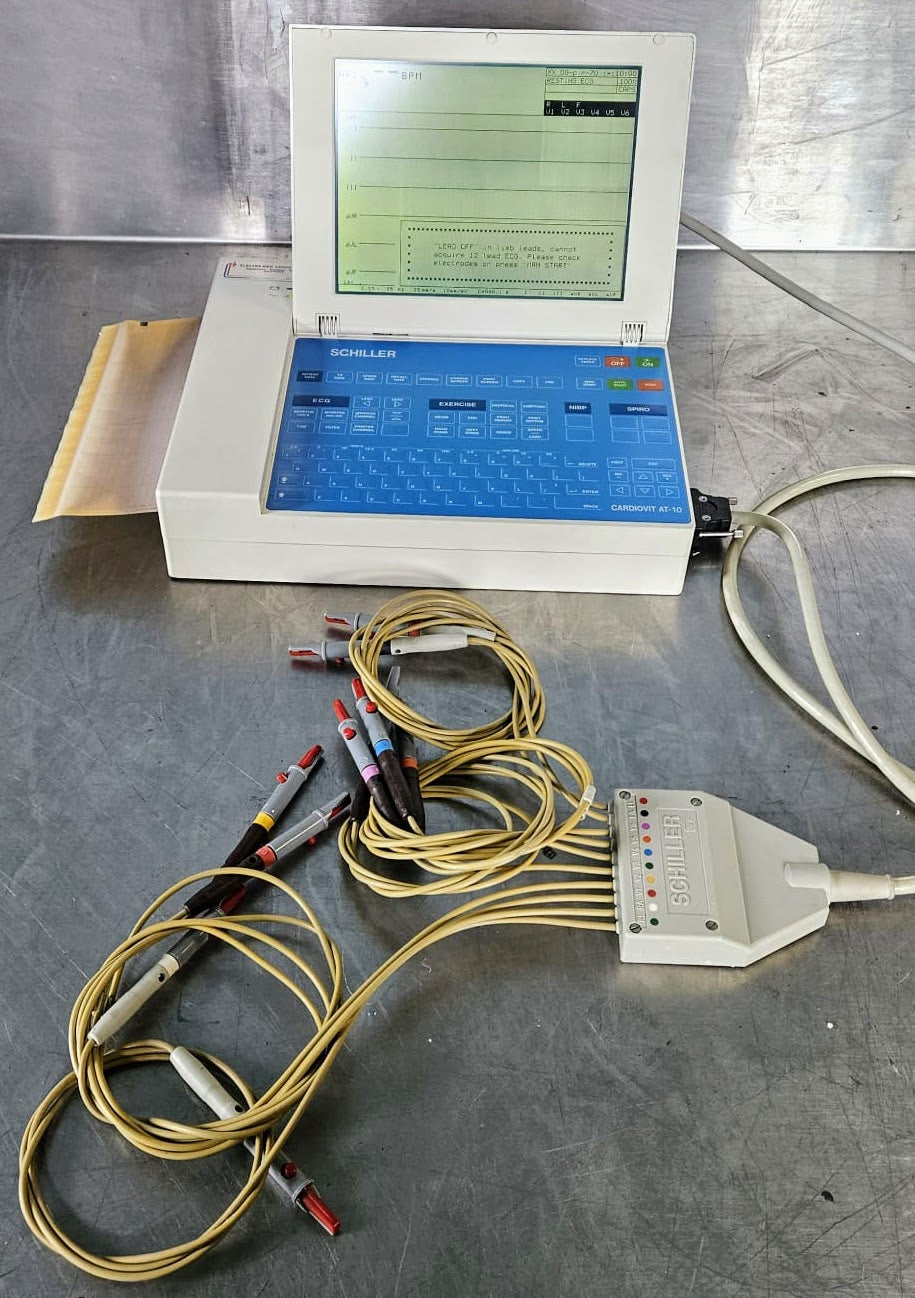 100%WARRANTY SCHILLER CARDIOVIT AT-10 ECG MACHINE w/10 LEAD WATCHVIDEO FREE SHIP