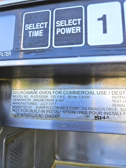 SHARP R-CD1200M COMMERCIAL MICROWAVE OVEN 1200WATTS 0.75 Cubic Feet FREE SHIP