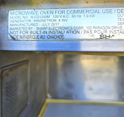 SHARP R-CD1200M COMMERCIAL MICROWAVE OVEN 1200WATTS 0.75 Cubic Feet FREE SHIP