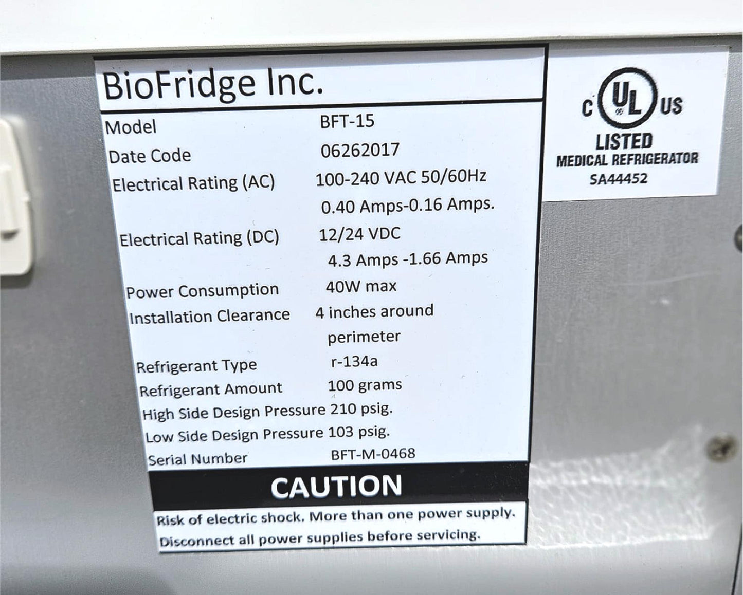 BIOFRIDGE™ BFT-15 15-LITER PORTABLE MEDICAL FREEZER 120DAYWARRANTY FREESHIP