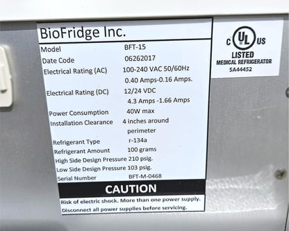 BIOFRIDGE™ BFT-15 15-LITER PORTABLE MEDICAL FREEZER 120DAYWARRANTY FREESHIP