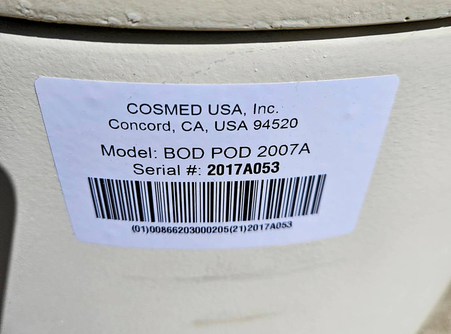LIFE MEASUREMENT BIOLECTRIC COSMED BOD POD® 2007A PLETHYSMOGRAPH 90-DAY-WARRANTY
