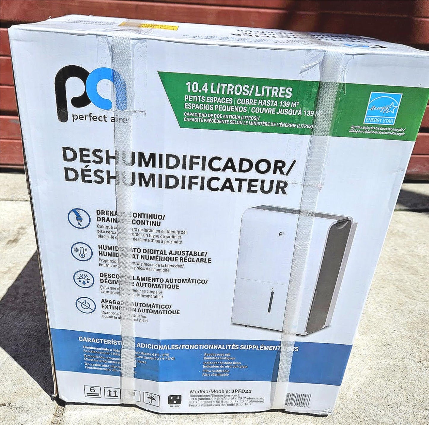 BNEW PERFECT AIRE 3PFD22 ENERGYSTAR 22PINT DEHUMIDIFIER 1500Square Feet FREESHIP