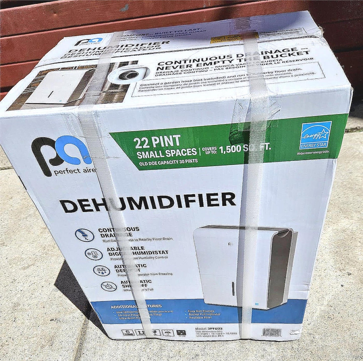 BNEW PERFECT AIRE 3PFD22 ENERGYSTAR 22PINT DEHUMIDIFIER 1500Square Feet FREESHIP