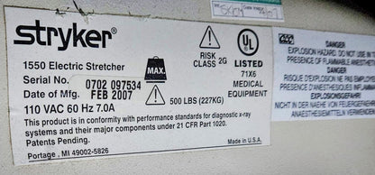 STRYKER 1550 POWER ELECTRIC HOSPITAL EMERGENCY TRANSPORT STRETCHER  WATCH VIDEO